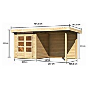 Karibu Gartenhaus Kandern 1 (Außenmaß inkl. Dachüberstand (B x T): 451,5 x 232 cm, Holz, Natur) | BAUHAUS