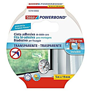 Tesa Powerbond Cinta de doble cara Transparente (5 m x 19 mm)