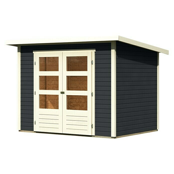 Karibu Gartenhaus Stockach 3 (Außenmaß inkl. Dachüberstand (B x T): 282 x 210 cm, Holz, Anthrazit)