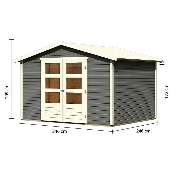 Karibu Gartenhaus Amberg 4Außenmaß inkl. Dachüberstand (B x T): 272 x 282 cm, Holz, Terragrau