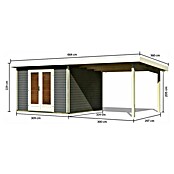 Karibu Gartenhaus Radeburg 1 (Außenmaß inkl. Dachüberstand (B x T): 664 x 331,5 cm, Holz, Terragrau, Mit Seitendach) | BAUHAUS