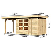 Karibu Gartenhaus Retola 2 (Außenmaß inkl. Dachüberstand (B x T): 542 x 238 cm, Holz, Natur) | BAUHAUS