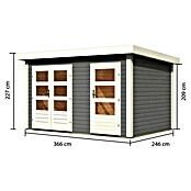 Karibu Gartenhaus Schönbuch 1 (Außenmaß inkl. Dachüberstand (B x T): 398 x 273 cm, Holz, Terragrau) | BAUHAUS