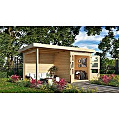 Karibu Gartenhaus Kandern 1 (Außenmaß inkl. Dachüberstand (B x T): 451,5 x 232 cm, Holz, Natur) | BAUHAUS
