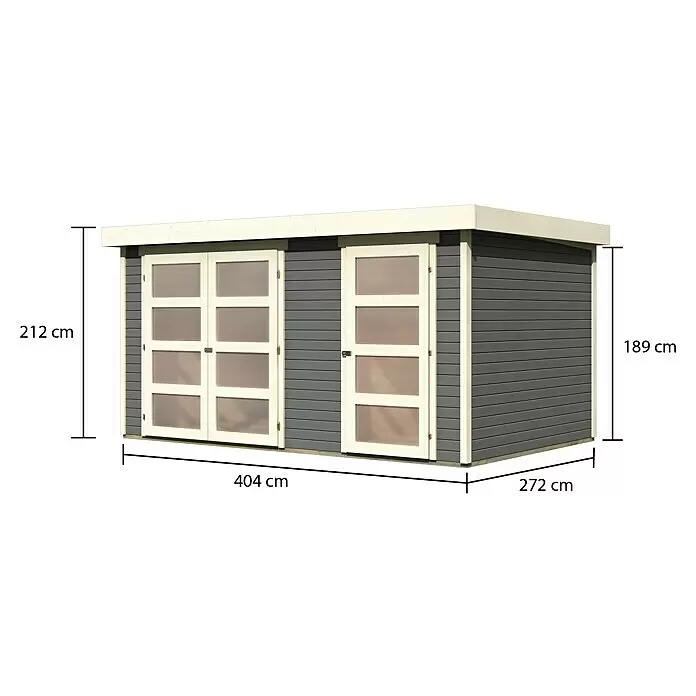 Karibu Gartenhaus Mühlentrup 2Außenmaß inkl. Dachüberstand (B x T): 428 x 310 cm, Holz, Terragrau