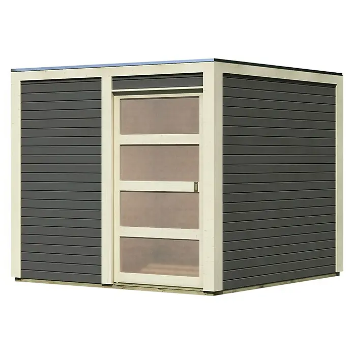 Karibu Gartenhaus Qubic 1Außenmaß inkl. Dachüberstand (B x T): 246 x 246 cm, Holz, Terragrau