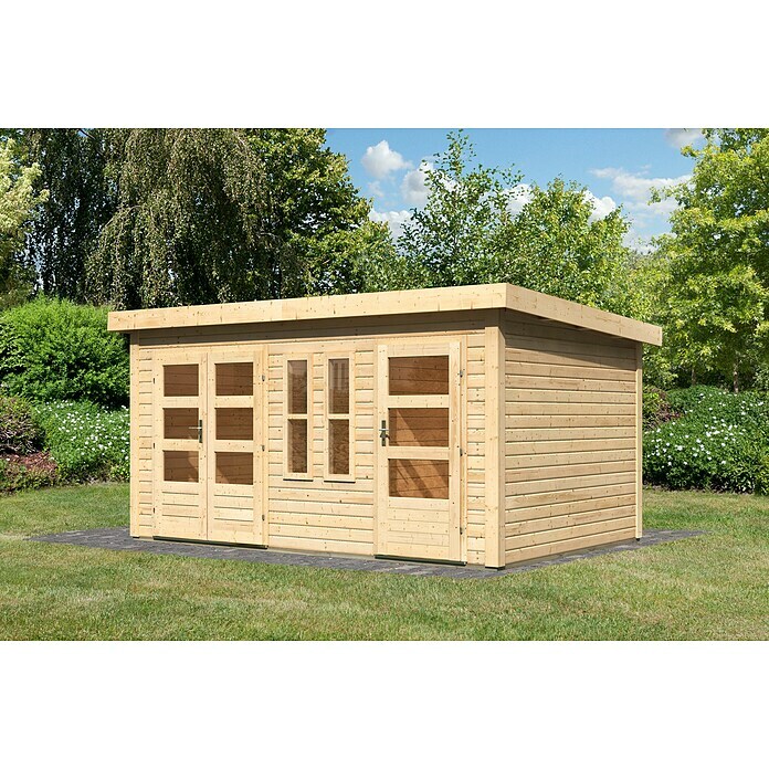 Karibu Gartenhaus Schönbuch 2 (Außenmaß inkl. Dachüberstand (B x T): 458 x 302 cm, Holz, Natur) | BAUHAUS