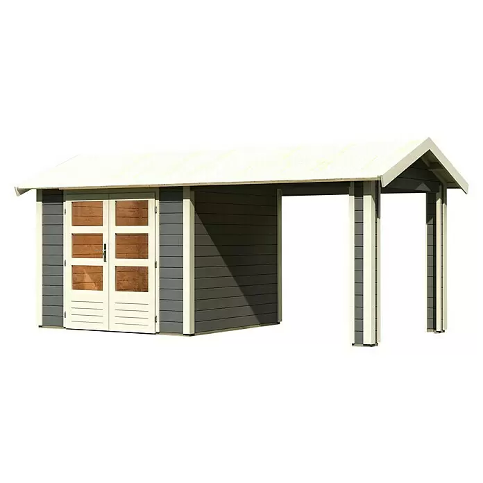 Karibu Gartenhaus TheresAußenmaß inkl. Dachüberstand (B x T): 528 x 288 cm, Holz, Terragrau