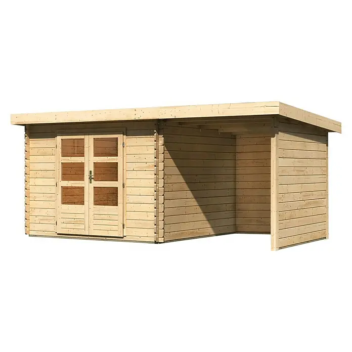 Karibu Gartenhaus Bastrup 5Außenmaß inkl. Dachüberstand (B x T): 514,5 x 333 cm, Holz, Natur, Mit Seitendach, Rück- und Seitenwand