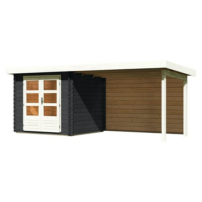 Karibu Gartenhaus Bastrup 2 (Außenmaß inkl. Dachüberstand (B x T): 255 x  273 cm, Holz, Anthrazit, Ohne Seitendach) | BAUHAUS