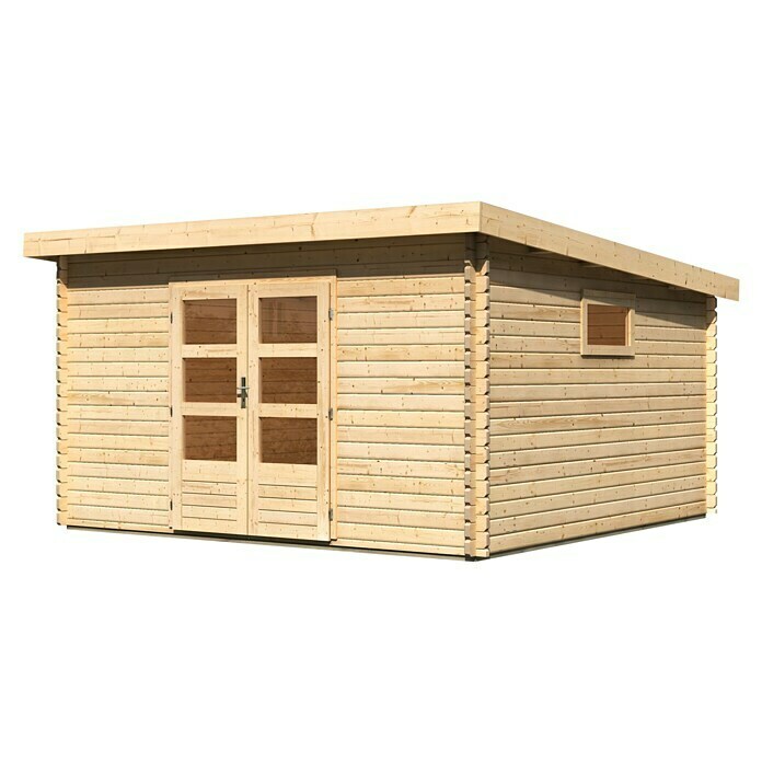 Karibu Gartenhaus (Außenmaß inkl. Dachüberstand (B x T): 406 x 422 cm, Holz, Natur) | BAUHAUS