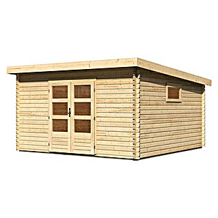 Karibu Gartenhaus (Außenmaß inkl. Dachüberstand (B x T): 406 x 422 cm, Holz, Natur)