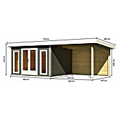 Karibu Gartenhaus Radeburg 2 (Außenmaß inkl. Dachüberstand (B x T): 724 x 331,5 cm, Holz, Terragrau, Mit Seitendach und Rückwand) | BAUHAUS