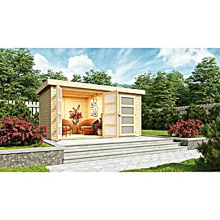 Karibu Gartenhaus Mühlentrup 2 (Außenmaß inkl. Dachüberstand (B x T): 428 x 310 cm, Holz, Natur)