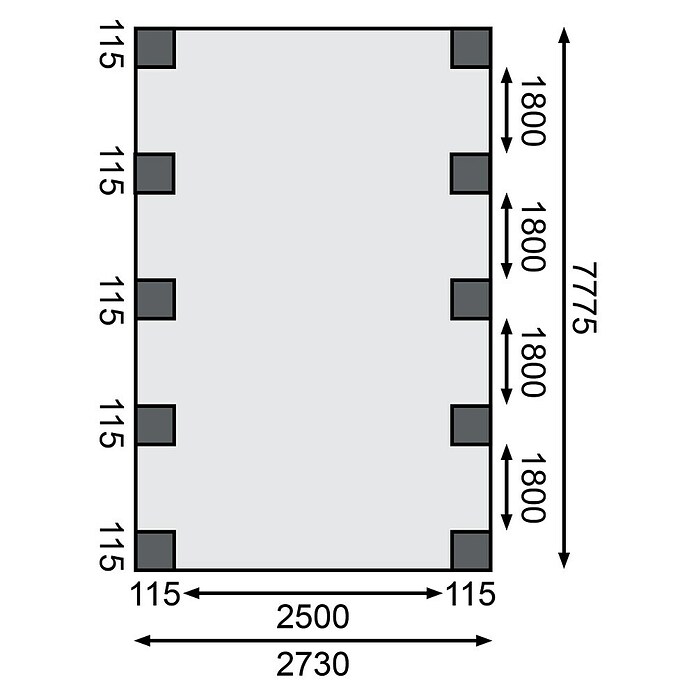 Karibu Carport Classic 3 (Außenmaß inkl. Dachüberstand (B x T): 3,18 x 8,6 m, Einzelcarport, Naturbelassen, Farbe Dach: Grau, Ohne Einfahrtsbogen) | BAUHAUS