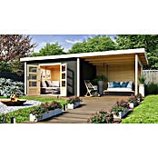Karibu Gartenhaus Northeim 4 (Außenmaß inkl. Dachüberstand (B x T): 724 x 331,5 cm, Holz, Terragrau, Mit Seitendach und Rückwand) | BAUHAUS