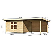 Karibu Gartenhaus Northeim 4 (Außenmaß inkl. Dachüberstand (B x T): 724 x 331,5 cm, Holz, Natur, Mit Seitendach und Rückwand) | BAUHAUS