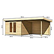 Karibu Gartenhaus Radeburg 1 (Außenmaß inkl. Dachüberstand (B x T): 664 x 331,5 cm, Holz, Natur, Mit Seitendach und Rückwand) | BAUHAUS