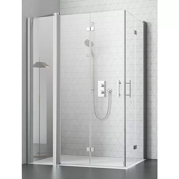 Camargue Vario Eckdusche S53+S16+S53 - 90 x 150 x 200 cm, Beschichtet, Silber, Glasstärke: 6 mm - Stimmungsaufnahme
