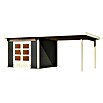 Karibu Gartenhaus Kandern 6 (Außenmaß inkl. Dachüberstand (B x T): 612 x 303 cm, Holz, Terragrau, Mit Seitendach) | BAUHAUS