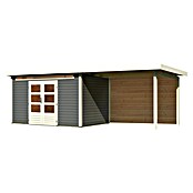 Karibu Gartenhaus Kandern 7 (Außenmaß inkl. Dachüberstand (B x T): 702 x 273 cm, Holz, Terragrau, Mit Seitendach und Rückwand) | BAUHAUS