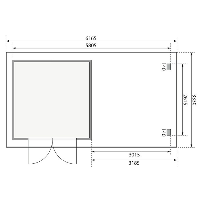 Karibu Gartenhaus (Außenmaß inkl. Dachüberstand (B x T): 616,5 x 333 cm, Holz, Natur, Mit Seitendach) | BAUHAUS