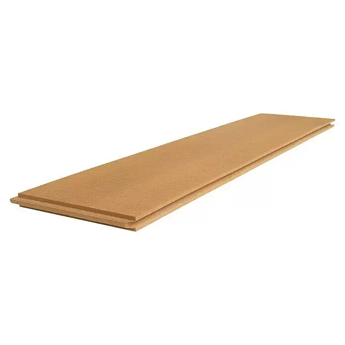 Steico Holzfaserdämmplatte protect - 1.325 x 600 mm, Stärke: 40 mm, Wärmeleitfähigkeit: 0,048 W/(mK) - Zwei gestapelte hellbraune Holzfaser-Dämmplatten.
