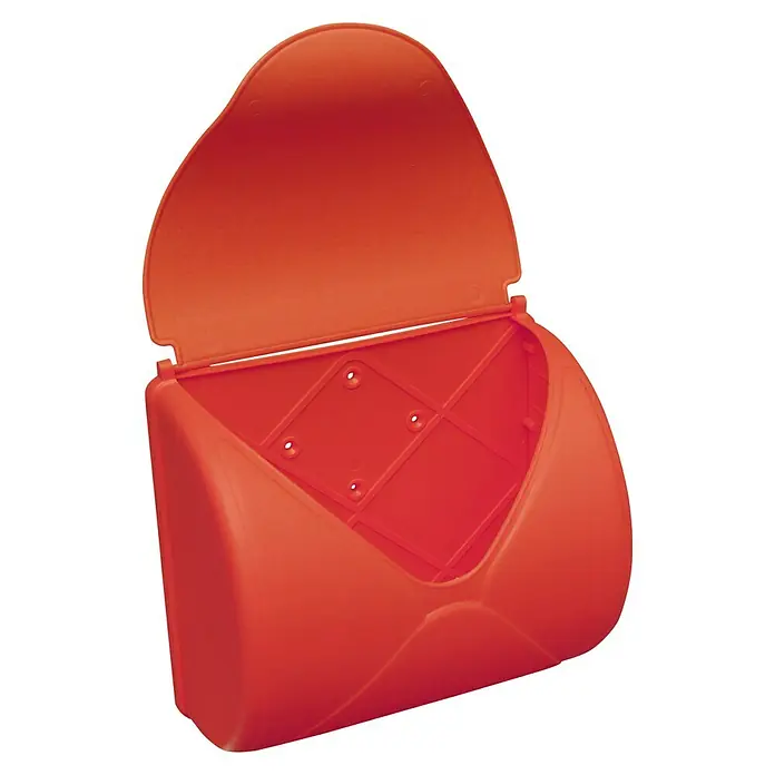Karibu Kinder-Lenkrad Set - Durchmesser: 30 cm, Kunststoff, Mehrfarbig - Ein offener, orangefarbener Behälter mit Deckel. Der Behälter hat eine robuste Konstruktion mit Verstärkungen im Inneren.