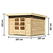 Karibu Gartenhaus Malta (Außenmaß inkl. Dachüberstand (B x T): 315 x 333 cm, Holz, Natur, Ohne Seitendach) | BAUHAUS