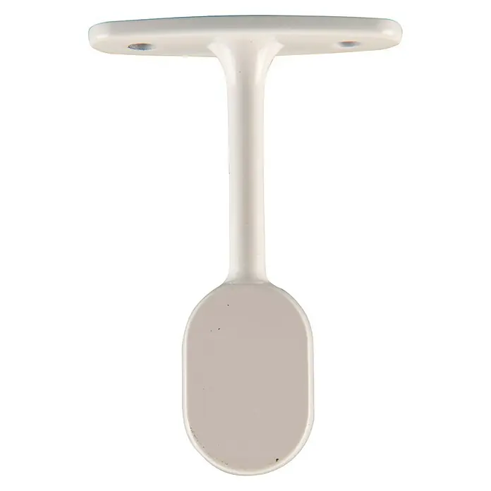 Soporte de techo para barra de cortina Terminal Ovalado - 7,1 x 1,8 x 4,9 cm, Diámetro: 25 mm, Montaje en la pared - Un soporte de barra de armario blanco para un almacenamiento de ropa sencillo y elegante.