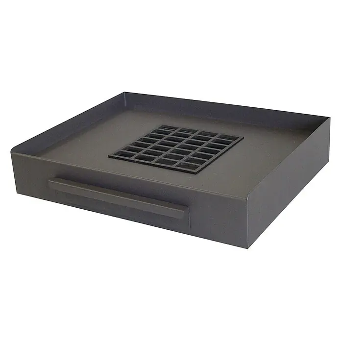 Imex El Zorro Cajón para barbacoa - L x An x Al: 42 x 40 x 10 cm, Hierro forjado - Una bandeja para fogata cuadrada y negra con una rejilla en el centro y un asa en el lateral, ideal para exteriores.