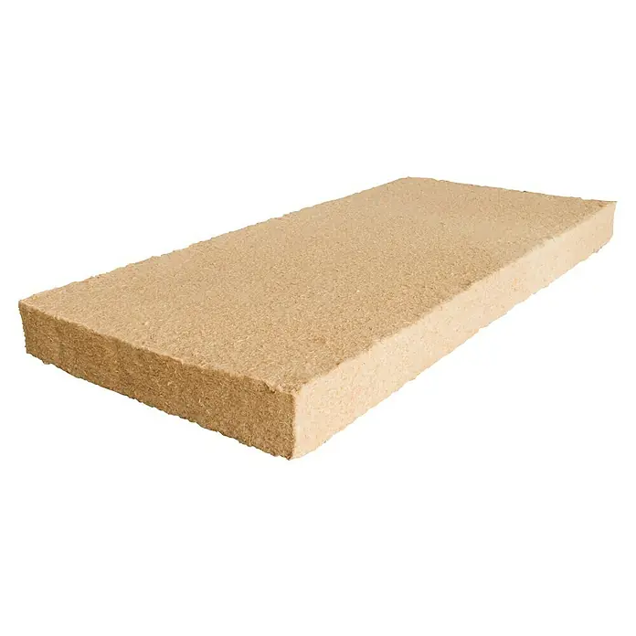 Steico Holzfaserdämmplatte flex 038 - 1.200 x 625 mm, Stärke: 60 mm, Wärmeleitfähigkeit: 0,038 W/(mK), 7 Stk. - Nahaufnahme einer Dämmplatte aus natürlichen Holzfasern, ideal für ökologisches Bauen und energieeffiziente Isolierung.
