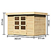 Karibu Gartenhaus Cuno 4 (Außenmaß inkl. Dachüberstand (B x T): 330 x 238 cm, Holz, Natur) | BAUHAUS