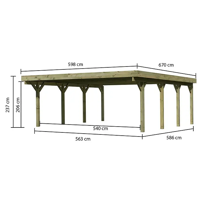 Karibu Carport Classic 2Außenmaß inkl. Dachüberstand (B x T): 5,98 x 6,7 m, Doppelcarport, Naturbelassen, Grau, Ohne Einfahrtsbogen