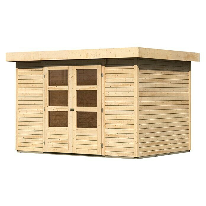 Karibu Gartenhaus Cuno 4 (Außenmaß inkl. Dachüberstand (B x T): 330 x 238 cm, Holz, Natur) | BAUHAUS