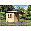 Karibu Gartenhaus Timmo (Außenmaß inkl. Dachüberstand (B x T): 390 x 236 cm, Holz, Natur, Mit Anbau) | BAUHAUS