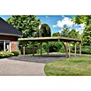 Karibu Carport Classic 2 (Außenmaß inkl. Dachüberstand (B x T): 5,98 x 6,7 m, Doppelcarport, Naturbelassen, Rot/ Grau, Mit 1 Einfahrtsbogen) | BAUHAUS