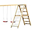 Karibu Kinderspielturm Benjamin (L x B x H: 244 x 198 x 309 cm, Terragrau, Mit blauer Rutsche & Klettergerüst) | BAUHAUS