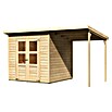 Karibu Gartenhaus Timmo (Außenmaß inkl. Dachüberstand (B x T): 390 x 236 cm, Holz, Natur, Mit Anbau) | BAUHAUS