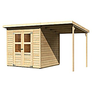 Karibu Gartenhaus Timmo (Außenmaß inkl. Dachüberstand (B x T): 390 x 236 cm, Holz, Natur)