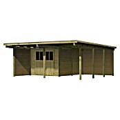 Karibu Carport Eco 2 Variante B (Außenmaß inkl. Dachüberstand (B x T): 5,63 x 6,76 m, Einzelcarport, Naturbelassen) | BAUHAUS