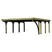 Karibu Carport Classic 2 (Außenmaß inkl. Dachüberstand (B x T): 5,98 x 6,7 m, Doppelcarport, Naturbelassen, Rot/ Grau, Mit 1 Einfahrtsbogen) | BAUHAUS