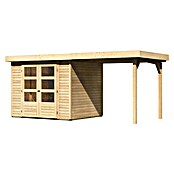 Karibu Gartenhaus Cuno 2 (Außenmaß inkl. Dachüberstand (B x T): 491 x 238 cm, Holz, Natur, Mit Seitendach) | BAUHAUS