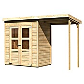 Karibu Gartenhaus Timmo (Außenmaß inkl. Dachüberstand (B x T): 329 x 142 cm, Holz, Natur, Mit Anbau) | BAUHAUS