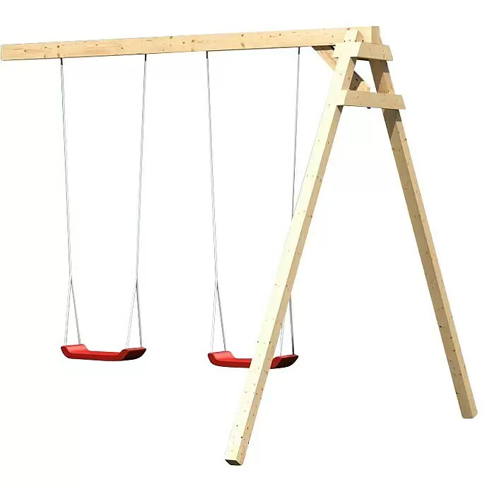Karibu Kinderspielturm FidelL x B x H: 243 x 198 x 329,5 cm, Naturbelassen, Mit roter Rutsche