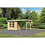 Karibu Gartenhaus Cuno 2 (Außenmaß inkl. Dachüberstand (B x T): 491 x 238 cm, Holz, Natur, Mit Seitendach) | BAUHAUS