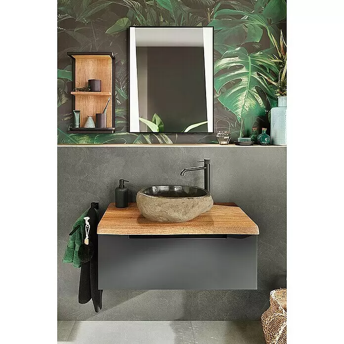 Astor Tree Wandregal - L x B x H: 16 x 30 x 57,5 cm, Eiche/Schwarz - Stimmungsaufnahme