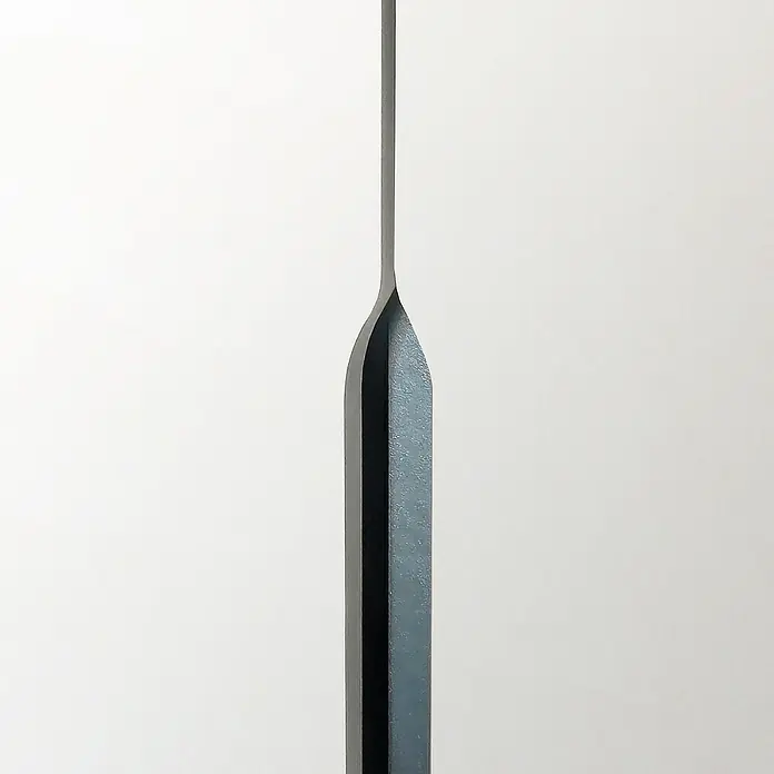 Muebles Pitarch Armario para ropa Noa - L x An x Al: 57 x 100 x 200 cm, Blanco/Roble gold - Primer plano de una hoja de cuchillo, que muestra precisión y nitidez para la excelencia culinaria. El cuchillo es elegante y funcional.