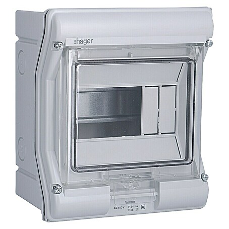 Hager Aufputz-Verteiler Vector (Anzahl Reihen: 1 Stk., 15,1 x 42,7 cm, Lichtgrau, Anzahl Module: 6 Stk.)