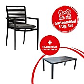 Acamp Gartenmöbel-Set New Jersey/Extensio fix (5 -tlg., Aluminium, HPL, Acatex, Anthrazit, Stapelbar) | BAUHAUS